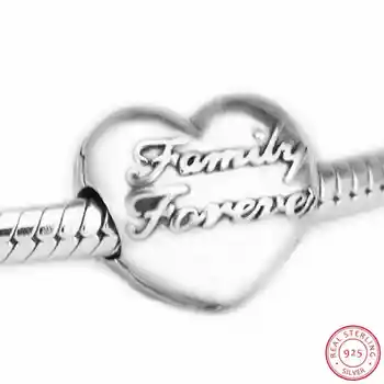 Doskonała jakość 925 srebro połysk serce rodzinny związek klip koraliki DIY Fit PANDORA charms dla kobiet tworzenia biżuterii CL036