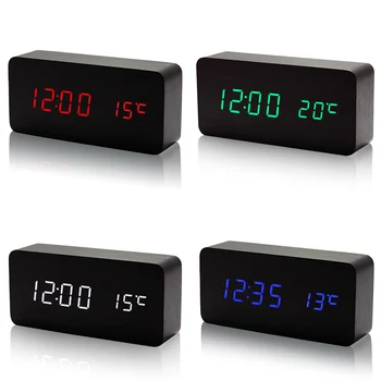 Drewniana podłoga led alarm z kontrolą temperatury dźwięków wyświetlacz led, elektroniczne, gry planszowe cyfrowy zegar na biurko QJ888