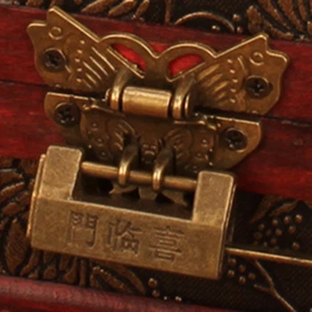 Drewniane pudełko do przechowywania biżuterii duży wzór drewniane pudełko z metalowym zamkiem opakowanie ślubnego prezentu ręczne ozdoby pulpitu #1