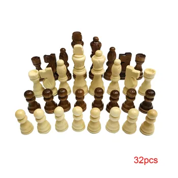Drewniany zestaw szachowy 7,7 cm Król 32 figury szachowe figurki pionki dorosłych dzieci gra turniejowa zabawki, szachy