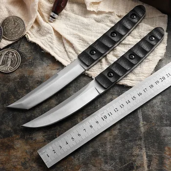 Dropship Samurai Spring Steel Fixed Blade Knife Murzynki Handle Nóż Myśliwski Odkryty Camping Nóż Narzędzia Ręczne Z Ножнами