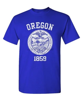 Drukowanie stanu Oregon - unisex, bawełniana koszulka Tee Shirt