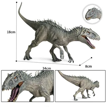 Duże 34x8x18 cm Jurassic Индоминус Rex figurki otwarte usta Dziki Tyranozaur Диносауро świat zwierząt model zabawki dla dzieci