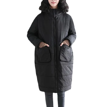 Duży rozmiar, bawełniana odzież jesień zima nowe grube ciepłe bawełnianej płaszcz z kapturem damska wolna casual dół zbiórki, bawełniana kurtka parki F699