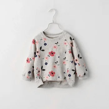 Dzieci dziewczyny z długim rękawem kwiat drukowane bluzy bluza jesień wiosna odzież uliczna EIG88
