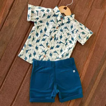 Dziecko Baby Boys odzież zestawy dla dzieci lato kreskówka wydruku koszula topy + spodenki 2 szt. bawełniane stroje dla 1-6лет dropshipping