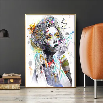 Dziewczyna z kwiatami streszczenie sztuka płótna dziewczyna z motylem ścienne plakaty pop-art ściany sztuki do salonu wystrój domu