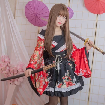 Dziewczyny Lovelive Kimono Sukienka Japoński Kawaii Anime Cosplay Kostiumy Kwiatowe Fantazje Wschodni Yukata Kobieta Koronki Lolita Partia Odzież