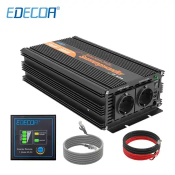 EDECOA 24 v do 220 W Czysty sinusoidalny inwerter 1500 W 3000 W szczytowym przetwornik z pilotem zdalnego sterowania i 5 v, 2.1 A USB-port
