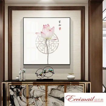 EECAMAIL Diament malarstwo Różowy lotos chiński styl Salon Jadalnia Diament haftowane ozdoby w domu obraz bez ramy