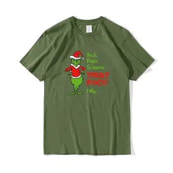 Envmenst Świąteczny prezent koszulka męska Tee Grinch Rock Paper Scissors Throat Punch I Win Halloween z krótkim rękawem dla mężczyzn w 2020