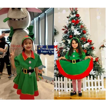 Eraspooky Group Christmas Elf Costume For Kids Adult Family Matching Clothes New Year Outfit Girls Boys Santa Claus Cosplay Hat