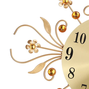 Europejska moda zegar ścienny żelazo sztuka 3D zegar ścienny Diament kwiat Salon Sypialnia niemy metal zegar ścienny sprzedaży Bezpośredniej