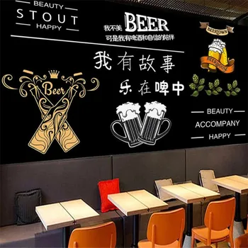 Europejski i amerykański styl pub kuchnia czarna tablica tło mural tapety 3D restauracja bar przemysłowy wystrój tapety 3D