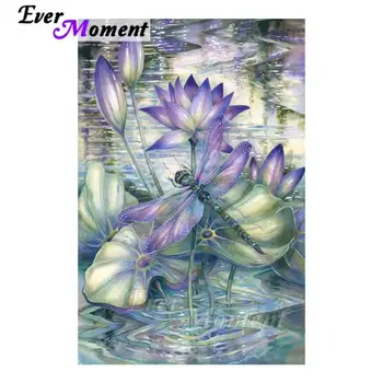 Ever Moment 5D DIY Diamond Embroidery Flower Dragonfly Diamond Mosaic Full Square Drills Artwork Home Decoration ASF1218