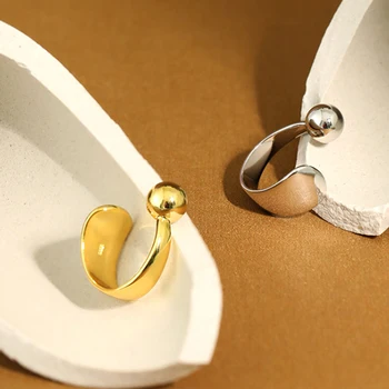 F. I. N. S koreański styl S925 srebro pierścień minimalistyczny pop okrągły gładki piłkę odkryty palec srebrny pierścień dla kobiet wykwintne biżuteria
