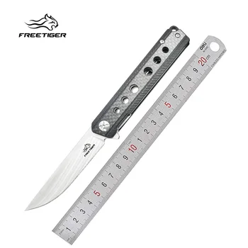 FREETIGER FT909 składany nóż D2 ostrze G10 włókna węglowego pióro kulkowe otwarte polowanie camping survival nóż w kieszeni narzędzia