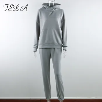FSDA 2021 zestaw z dwóch przedmiotów czarna bluza z długim rękawem bluza top i spodnie damski zestaw Jesień Zima meble ubrania strój sportowy casual