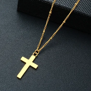 FXM HBB15 naszyjnik ze stali nierdzewnej gorąco sprzedają popularne samotne kobiety 35 mm złoty krzyż na porcelanie kochanek kobiety prezent biżuteria