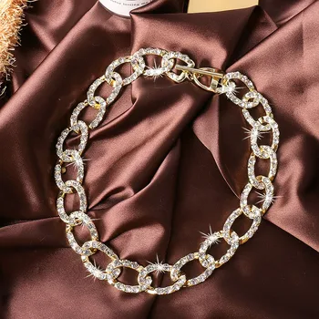 FYUAN moda złote ogniwo łańcucha rhinestone naszyjnik naszyjnik dla kobiet 2020 geometryczny naszyjnik oświadczenie biżuteria partia bar prezenty