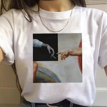 Fajna Koszulka Damska Ręce Casual Moda Z Krótkim Rękawem T-Shirt Ulzzang Kawaii Damska Odzież Uliczna Sztuka Harajuku Topy Tee