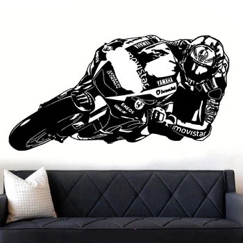 Fajne motocyklista naklejka na ścianę winylu racer naklejka na ścianę dla chłopców sypialnia garaż pokój zabaw Wystrój ścian akcesoria X233