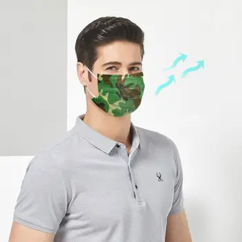 Fajny Kamuflaż Twarzy Usta Maska Jednorazowego Użytku Non Tkane 3 Warstwy Ply Filtr Anty-Kurz Oddychające Małżowina Uszna Dorośli Maski