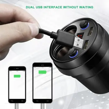 Filiżanka adapter gniazda zasilania 2 USB ładowarka samochodowa rozdzielacz zapalniczki ładowarki do telefonów komórkowych z wyświetlaczem led napięcia