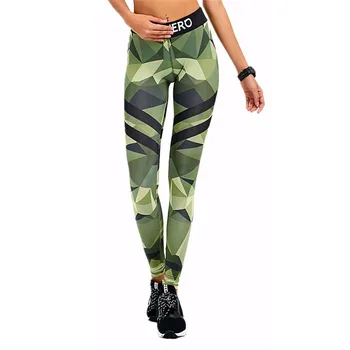 Fitness zielony geometria joga spodnie wysokie elastyczne siłownia sportowe legginsy dla kobiet szybkoschnące spodnie dresowe,HC035