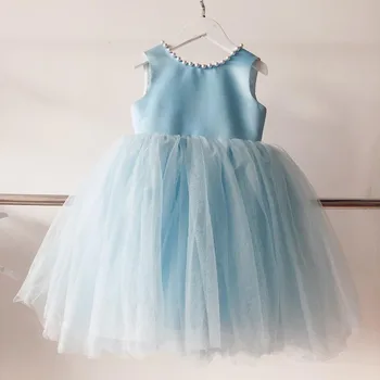 Fotelik chrzest niebieskie sukienki dla dziewczynek sukienka księżniczki suknia 1-go roku urodzenia dziecka suknia noworodek odzież