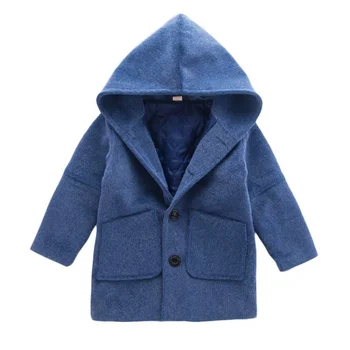 Fotelik płaszcz Kids Boy 2019 New Medium and Long jesień zima z kapturem zagęścić dzieci chłopcy plus, odzież wełniany płaszcz odzież