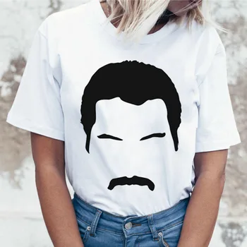 Freddie Mercury T shirt Women Harajuku 90s Ullzang T-shirt Fashion Queen Band Casual Graphic Tshirt Top Tees