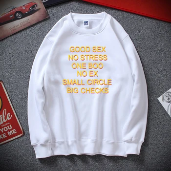 Funny Good Sex No Stress One Boo No Ex Small Circle Big Checks, bawełniana bluza mężczyźni Harajuku bluza jesień i zima płaszcz