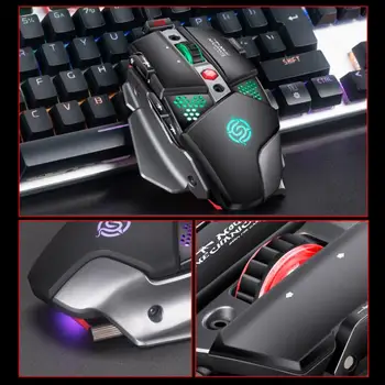 G9 Gaming Mouse USB Wired Mouse 6400 DPI 8 przycisków RGB podświetlenie metalowa podstawa czarno szara mysz do laptopa PC gamer