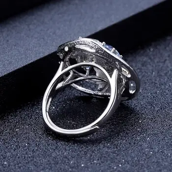 GEM ' s BALLET naturalny błękitny topaz kwarc mistyczny pierścień 925 srebro próby opuszcza monstera pierścień handmade dla kobiet wykwintne biżuteria