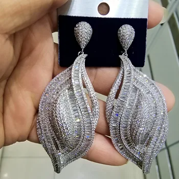 GODKI Luxury Cubic Zircon Crystal CZ czysta długa висячая kolczyk dla kobiet Afrykański ślub kolczyk aretes de mujer modernos 2021