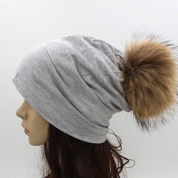 GZHILOVINGL 2016 Wiosna Zima cienkie panie damskie jednokolorowe czapki czaszki i czapka Ins Hot Slouch Womens Beanie Fur Pom Pom kapelusze
