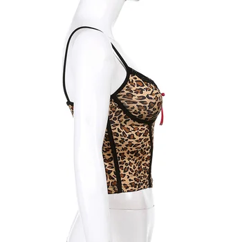 Gepard wydruku Y2K gorset crop topy kobiety Harajuku Sexy Sleeeveless Camisole Camis bluzki damskie lato leopard kamizelka 2020