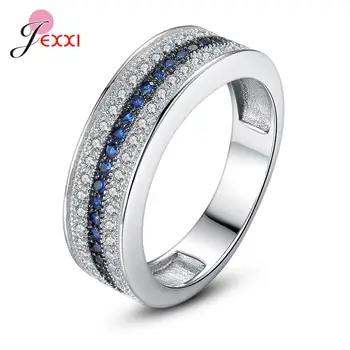 Gorąca sprzedaż 925 srebro szerokie obrączki na palec kobiety dziewczyny ślub zaręczyny biżuteria prezenty CZ pierścienie