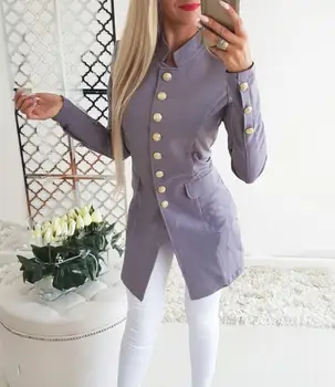 Gorący styl Damska kurtka sexy kołnierz-podstawa z długim rękawem jednorzędowa przycisk płaski mały garnitur, płaszcz nowy wielokolorowy duży rozmiar bluzki
