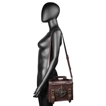Gotyckie damskie torby na ramię damskie rocznika komunikatorów Crossbody bag steampunk torba dla kobiet nity top-Uchwyt torby pakiet