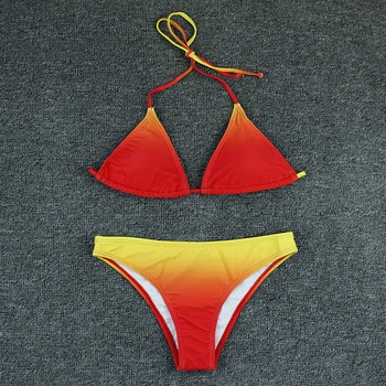 Gradient Czerwony Mikro Bikini 2021 Sexy Stroje Kąpielowe Kobiety Koronki Zestawu Bikini Strój Kąpielowy Stroje Kąpielowe Strój Kąpielowy Biquini Z Dwóch Części Lato