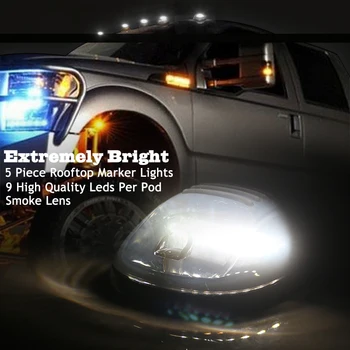 Gtinthebox 5szt wędzony obiektyw kabiny światła pozycyjne luzu dachu w/Bursztyn pełne pasmo światła led do samochodów ciężarowych Chevy Dodge Ford GMC
