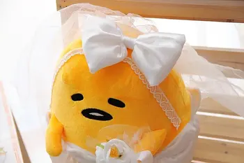 Gudetama ślub lalka Gudetama pluszowe zabawki ładny żółtko nadziewane prezent dla panny młodej i pana młodego, wesele dekoracja
