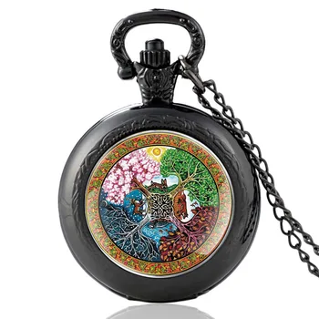 Gumtree cztery pory roku Drzewo życia projekt rocznika zegarek kwarcowy zegarek wisiorek zegarek zegarki Mężczyźni Kobiety szklaną kopułą naszyjnik prezenty