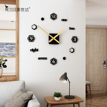 Gwiazdy DIY ciche akrylowe duże ozdobne cyfry zegar ścienny nowoczesny design salon dekoracje do domu zegary ścienne naklejki ścienne