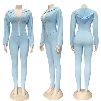 HAOYUAN Sexy Two Piece Set dres Kobiety 2021 wiosenna odzież skrócony top i spodnie dresy 2 szt klubowe stroje odpowiednie zestawy