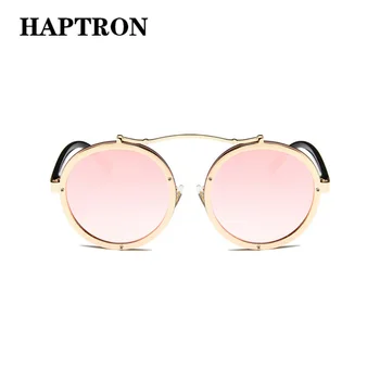 HAPTRON retro luksusowe okrągłe okulary Kobiety mężczyźni steampunk 2018 marka różowy niebieski czarny slr odcienie okulary przeciwsłoneczne UV400 oculos