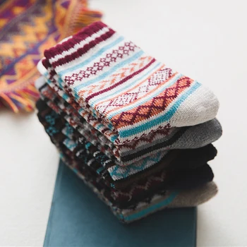 HSS Brand Fashion Zimowe męskie skarpety ciepłe, grube wełniane Sokken Mixture Przeplotem Thicken Casual Dress Socks for Male US size(7.5-12)