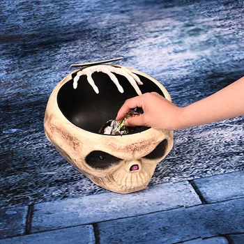 Halloween Kontrolowany Przez Czujnik Duch Ręka Cukierek Miska Elektryczna Zabawka Czaszki Włosy Świecące Ozdoby